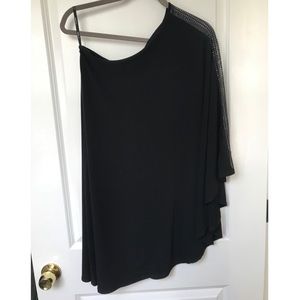One shoulder sleeve, little black cocktail dress